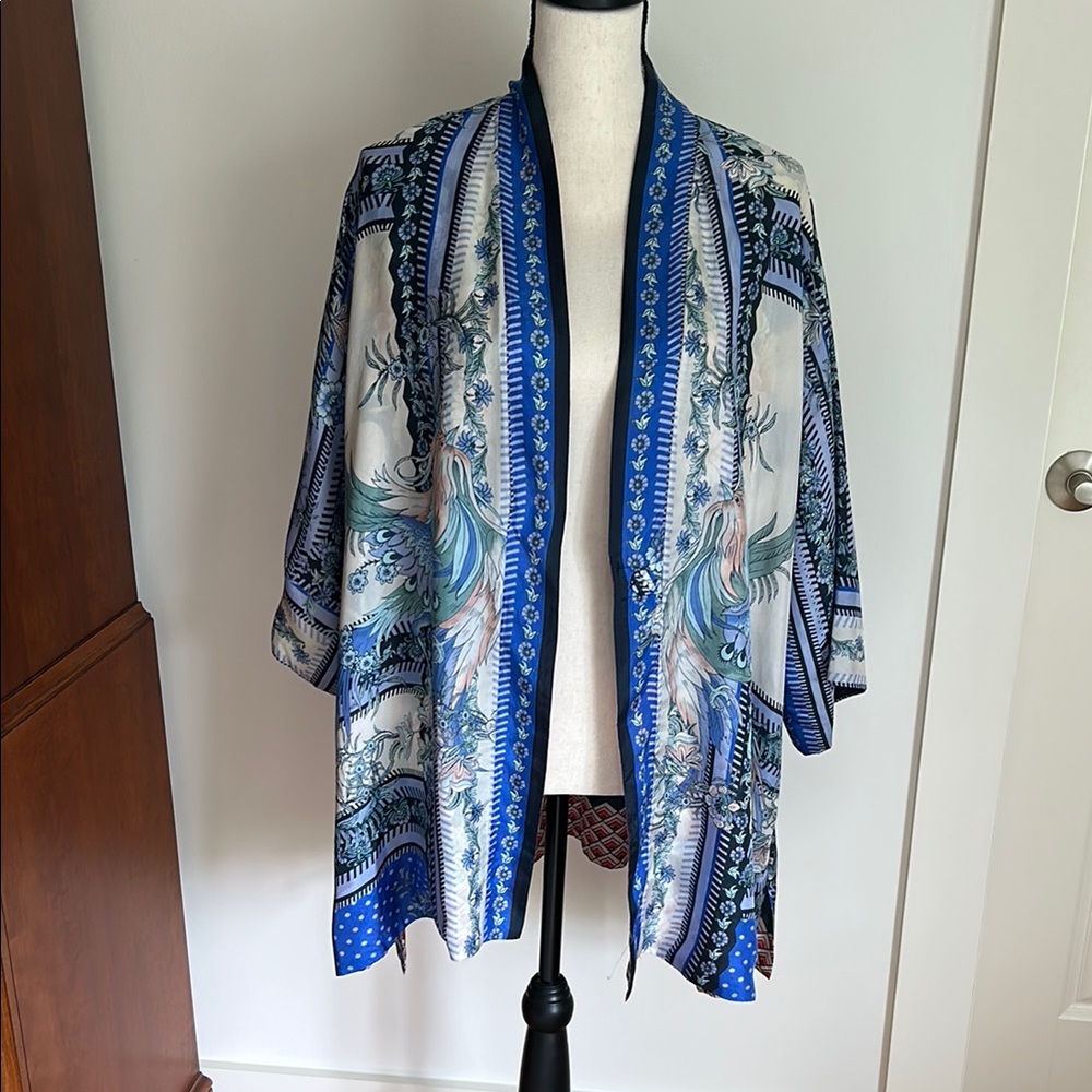 Blue and White Kimono Cardigan reversible